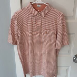 johnnie-O Orange and White Striped Polo Shirt
